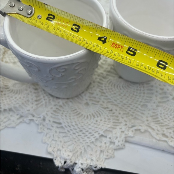 2 American atelier Elegant White Embossed Mugs - Picture 8 of 8